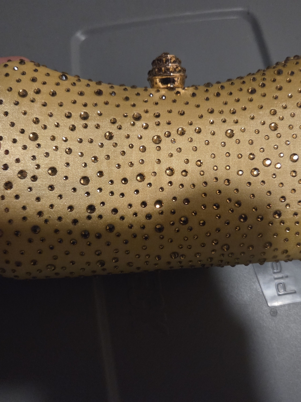 Gold Crystal-Stud Evening Clutch